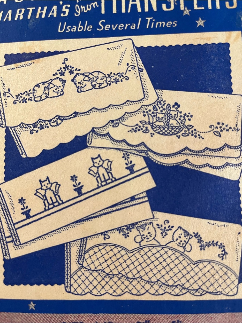 Lot VINTAGE HOT IRON TRANSFER PATTERNS AUNT MARTHA Christmas Kitten Animals